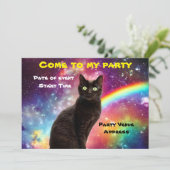 Space Cat Party Einladung (Stehend Vorderseite)