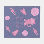 Space Cat Pink Girls Schlafzimmer Lila Fleecedecke (Vorderseite (Horizontal))