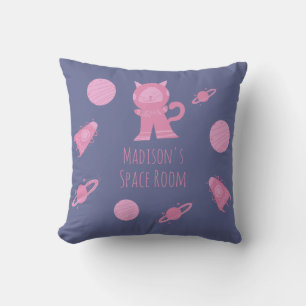 Space Cat Pink Girls Schlafzimmer Lila Kissen Kiss
