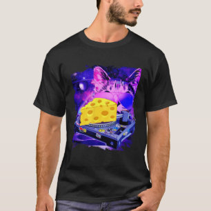 Space Cat Remix DJ Käse Remix für Katzen-Galaxie T-Shirt