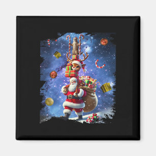 Space Cat Rentier und Weihnachten Magnet