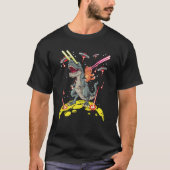 Space Cat Riding Dinosaur rex Laser Eyes Kitten T-Shirt (Vorderseite)