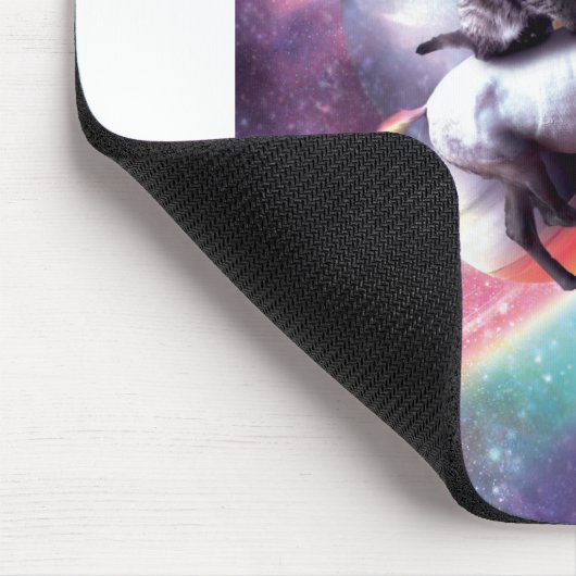 Space Cat Riding Unicorn - Laser, Tacos, Regenboge Mousepad (Ecke)
