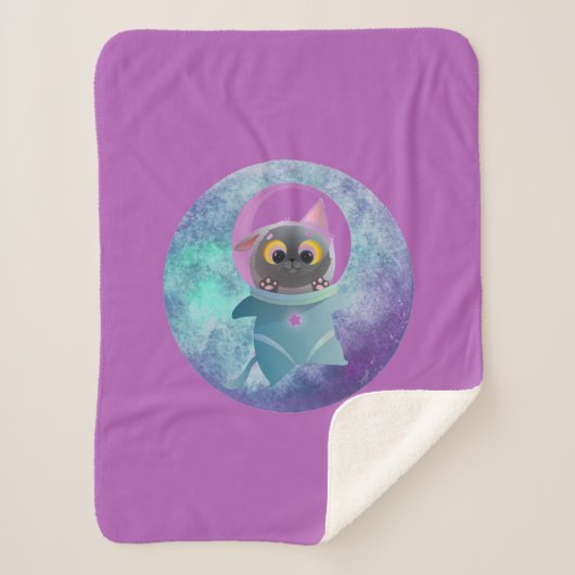 Space Cat Sherpa Blanket Sherpadecke (Vorderseite)