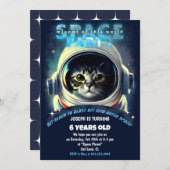 Space Cat Thema Geburtstagsparty Einladung (Vorne/Hinten)