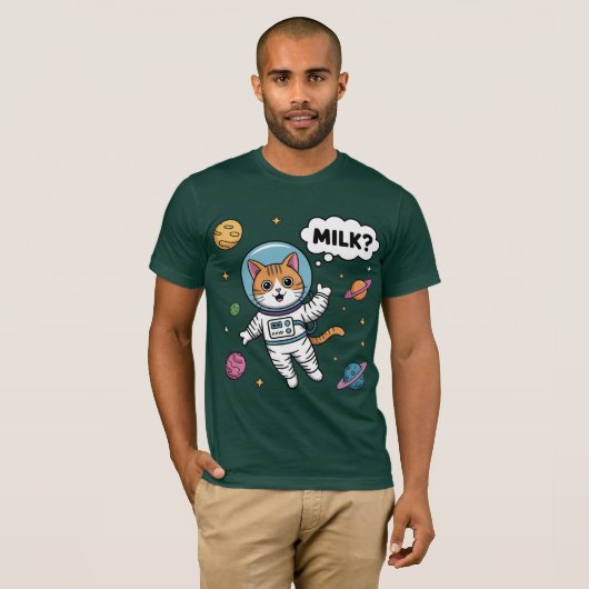 Space Cat Will Milch! T-Shirt (Vorne ganz)