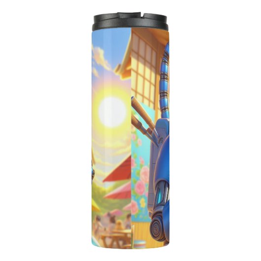 Space cat with Donut  Thermosbecher (Rückseite)