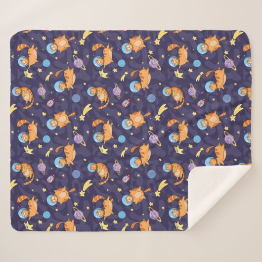 Space Cats Sherpa Blanket Sherpadecke (Vorderseite (Horizontal))