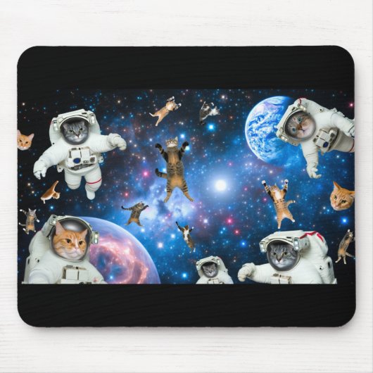 Space Cats Stars Planets Astronauten Mouse Pad Mousepad (Vorne)