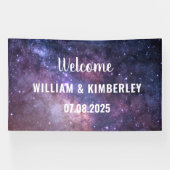 Space Celestial Sky Galaxy Nebula Elegante Hochzei Banner (Horizontal)
