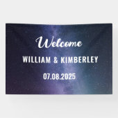 Space Celestial Sky Galaxy Nebula Elegante Hochzei Banner (Horizontal)