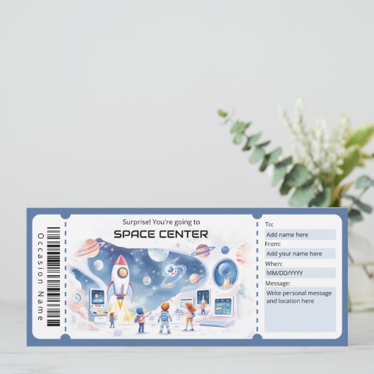  Space Center Gift Certificate Einladung (Stehend Vorderseite)