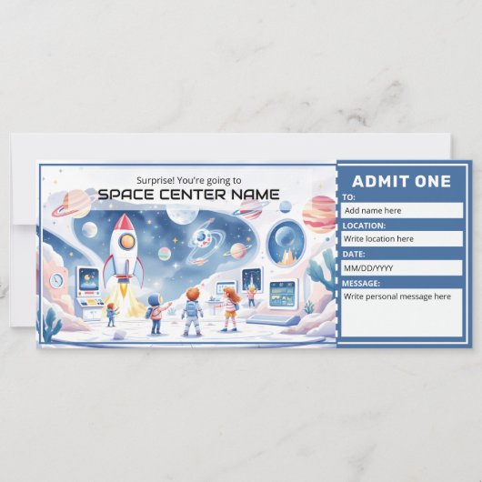Space Centre -  Space Museum Ticket Template Einladung (Vorderseite)