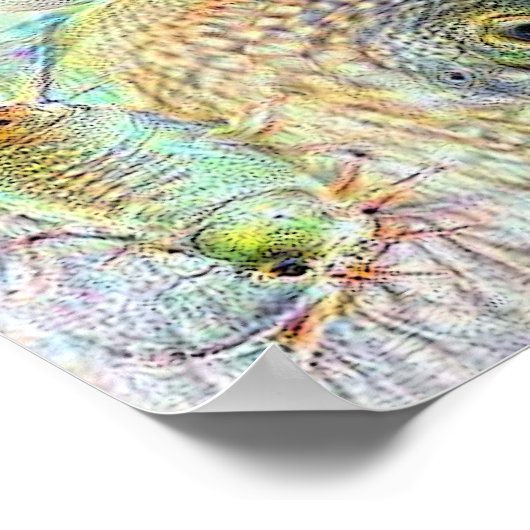 Space Chicken Deep Dream Poster (Ecke)