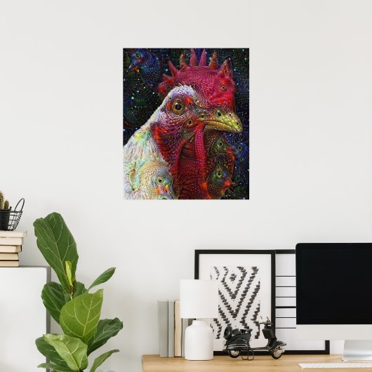 Space Chicken Deep Dream Poster (Heimbüro)