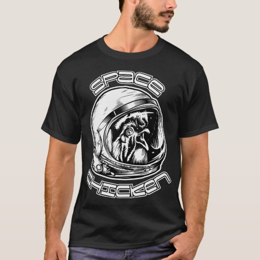 Space Chicken Vintag Astronaut Helm T-Shirt (Vorderseite)