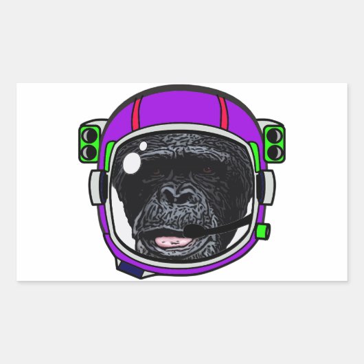 Space Chimp Rechteckiger Aufkleber (Vorderseite)