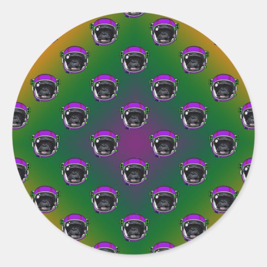 Space Chimp Runder Aufkleber (Vorderseite)