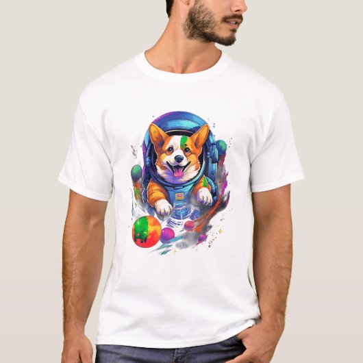 Space Corgi Dog T-Shirt (Vorderseite)