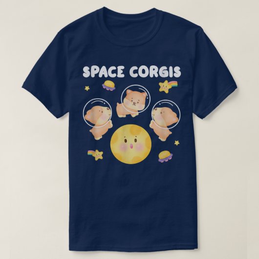 Space Corgis Pembroke Welsh Corgi T-Shirt (Design vorne)