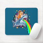 Space Cowboy Cat Riding Shark Rainbow Xel Art  Mousepad (Mit Mouse)