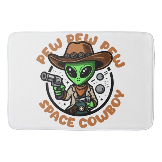 Space Cowboy Funny Alien Badematte (Vorderseite)