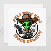 Space Cowboy Funny Alien Einladung (Vorne/Hinten)