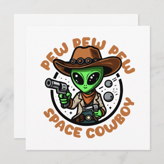 Space Cowboy Funny Alien Einladung (Vorne/Hinten)