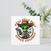Space Cowboy Funny Alien Einladung (Stehend Vorderseite)
