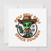 Space Cowboy Funny Alien Einladung (Rückseite)