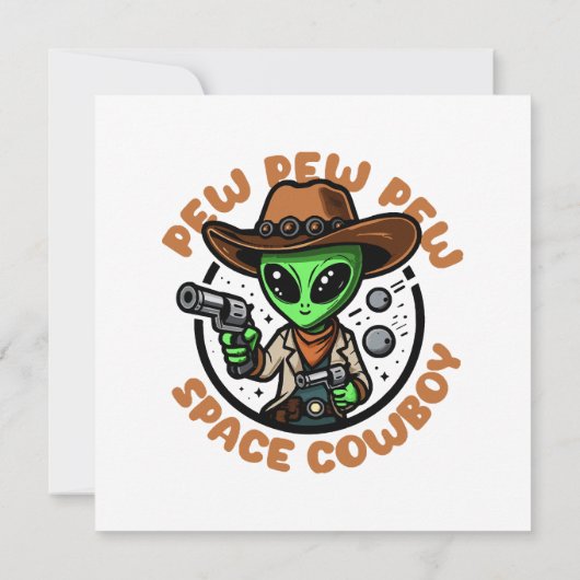 Space Cowboy Funny Alien Einladung (Rückseite)