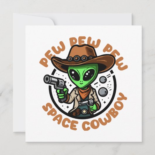 Space Cowboy Funny Alien Einladung (Vorderseite)