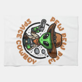 Space Cowboy Funny Alien Geschirrtuch (Horizontal)