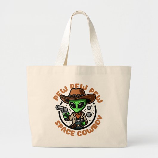 Space Cowboy Funny Alien Jumbo Stoffbeutel (Vorne)