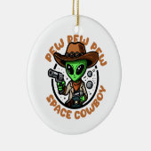 Space Cowboy Funny Alien Keramik Ornament (Rechts)