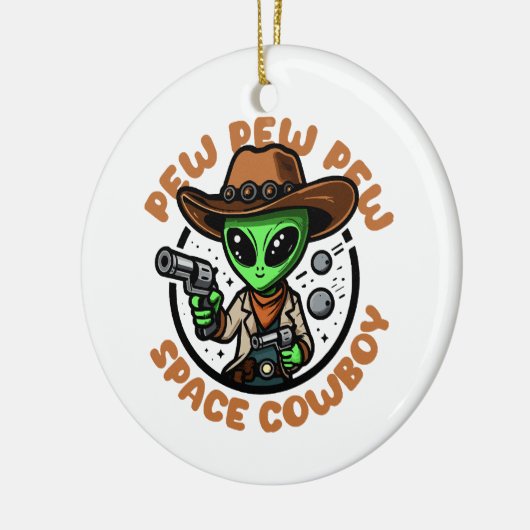 Space Cowboy Funny Alien Keramik Ornament (Links)