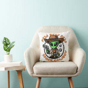 Space Cowboy Funny Alien Kissen