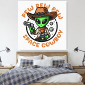 Space Cowboy Funny Alien Leinwanddruck (Insitu (Schlafzimmer))
