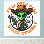 Space Cowboy Funny Alien Leinwanddruck (Insitu (Holzboden))