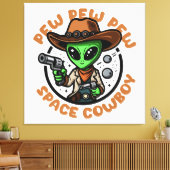 Space Cowboy Funny Alien Leinwanddruck (Insitu (Wohnzimmer))