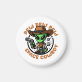 Space Cowboy Funny Alien Magnet (Vorne)