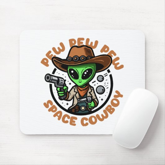 Space Cowboy Funny Alien Mousepad (Mit Mouse)