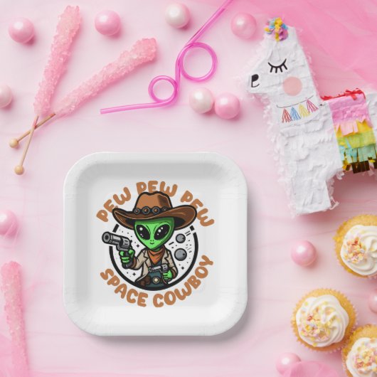 Space Cowboy Funny Alien Pappteller (Party)