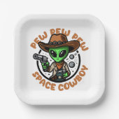 Space Cowboy Funny Alien Pappteller (Vorderseite)