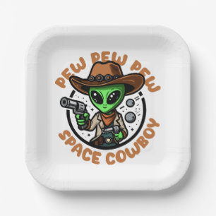 Space Cowboy Funny Alien Pappteller