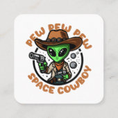 Space Cowboy Funny Alien Quadratische Visitenkarte (Rückseite)