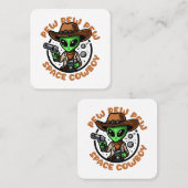 Space Cowboy Funny Alien Quadratische Visitenkarte (Vorne/Hinten)