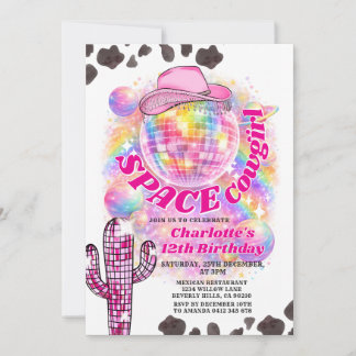 Space Cowgirl Birthday Invitation | Disco Cowgirl Einladung