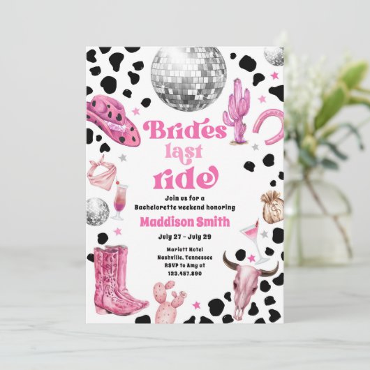 Space Cowgirl Disco Einladung (Stehend Vorderseite)