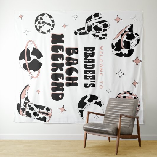 Space Cowgirl Junggeselinnen-Abschied Willkommen Wandteppich (Beispiel (Horizontal))